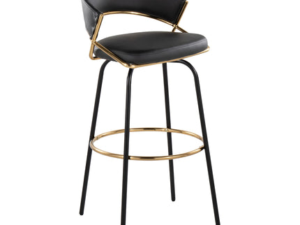 Jie - Fixed Height Contemporary Barstool With Swivel Round Footrest (Set of 2)