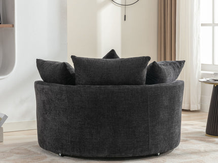 360° Swivel Accent Barrel Chair With Storage Ottoman & 4 Pillows, Modern Leisure Chair Round Accent For Living Room