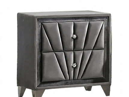Nightstand, 2 Drawer Upholstered Frame - Gray