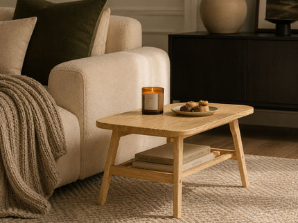 Coffee Table With Double Layer Storage For Living Rooms - Wood