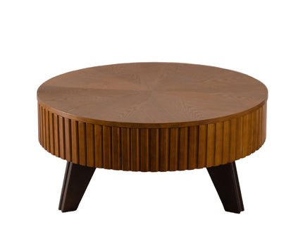 Round Retro Coffee With Solid Wood Legs