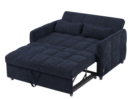 Loveseat Sofa Pull-Out Bed With Adjustable Backrest, 3 USB Ports And 2 Lumbar Pillows For Living Room