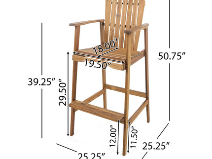 Outdoor Acacia Wood Adirondack Barstools (Set of 2)