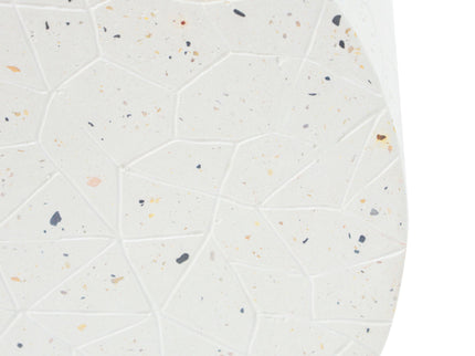 Outdoor Terrazzo Concrete Drum End Table, Living Room Accent Table - White Terrazzo