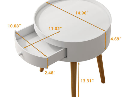 Nightstand With Storage Drawer, Bedside Table For Bedroom - White