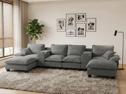 Modular Cloud Couch Sofa With Cup Holders & Storage, USB Port