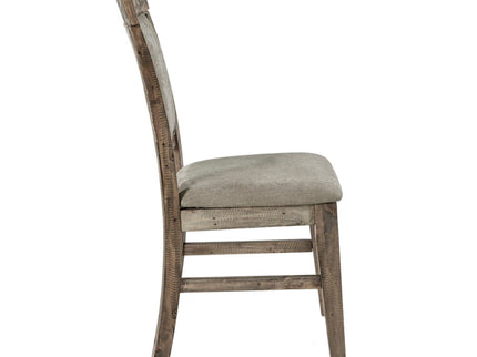 Dining Side Chair Set With Cushioned Back And Seat (Set of 2) - Weathered Gray / Natural