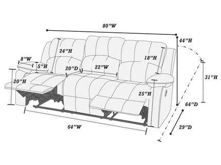 Modern Style Living Room Set With Reclining