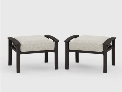 Modern All-Weather Ottomans With Cushions (Set of 2)