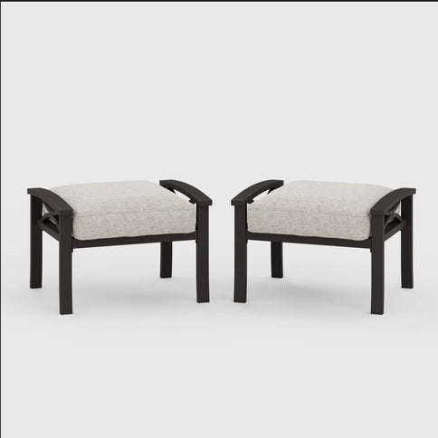 Modern All-Weather Ottomans With Cushions (Set of 2)