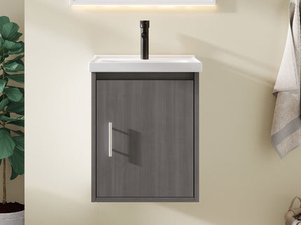 Floating Bathroom Vanity Combo, Wall Mounted Cabinet With Sink & Soft Close Doors For Small Bathrooms