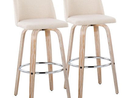 Toriano - Contemporary Fixed Height Barstool With Swivel & Round Footrest (Set of 2)