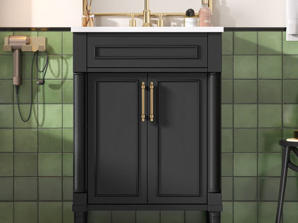 Bathroom Vanity With Integrated Sink, 2 Door Cabinet, Single Sink For Small To Medium Bathrooms