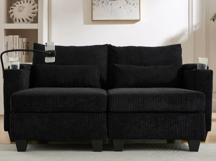 Convertible Chaise Lounge Sofa Chair With USB Ports, Cup Holders, Phone Holder And Storage