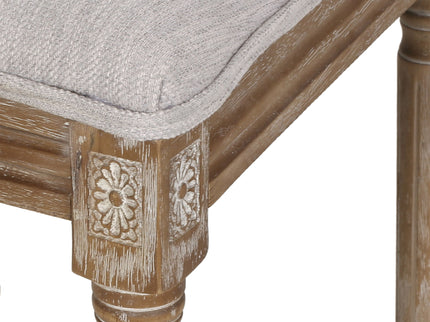 French Country Dining Chair With Rectangular Cane Backrest And Smooth Upholstered Seating