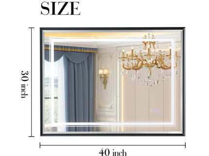 LED Bathroom Beveled Mirror, 3000 - 6000K Gradient Front And Backlit LED Mirror For Bathroom, 3 Colors Dimmable, Ip54 Enhanced Anti Fog