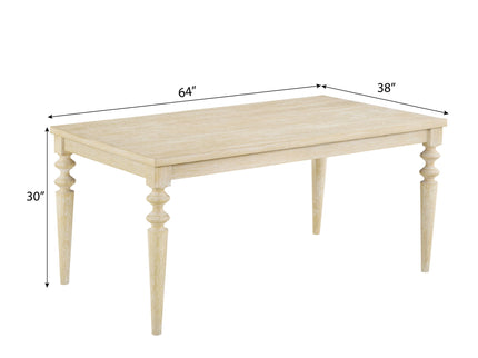 Amonia - 5 Piece Dining Set, Turned-Leg Dining Table With 4 Tufted Chairs - Beige Brown