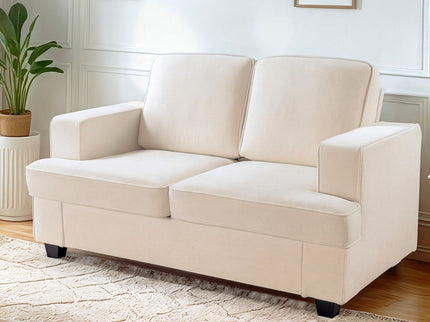 Modern Loveseat, Comfortable 2 Seater Couch With Deep Seating, Loose Back Cushions, Wide Arms