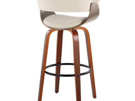 Vintage Mod - Mid Century Modern Fixed Height Barstool With Swivel & Round Footrest (Set of 2)