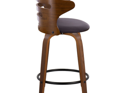 Cosini - Mid-Century Modern Fixed Height Counter Stool With Swivel With Round Footrest (Set of 2) - Walnut / Brown