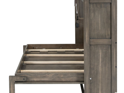 Murphy Bed With LED Light, Foldable Wall Bed Cabinet