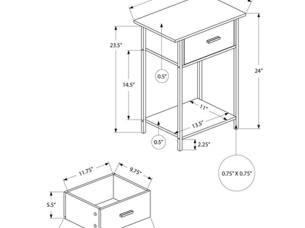 Contemporary 2 Tier Accent Table With Storage Drawer