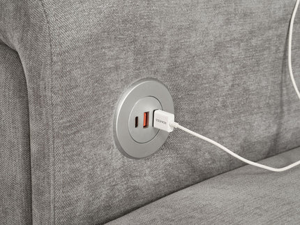 Modular Sectional Sofa With Movable Ottomans, USB Ports & Side Tables