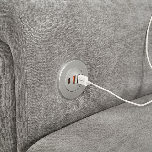 Modular Sectional Sofa With Movable Ottomans, USB Ports & Side Tables