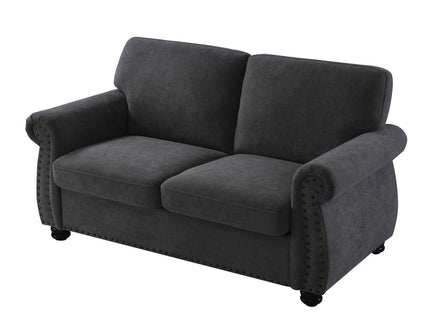 Soft Loveseat, Upholstered 2 Seater Couch, Loose Back Cushions And Turned Legs
