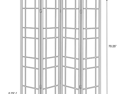 4 Panel Folding Screen With Floral Motif - Black