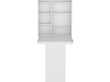 Wall Foldable Table With Multiple Shelves - White