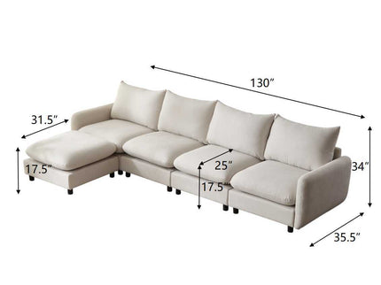 Oversize Modular Free Combination Sectional Sofa Couch With Ottoman For Living Room