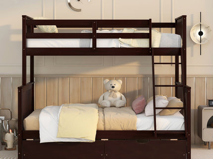 Bunk Bed With Ladders And 2 Storage Drawers