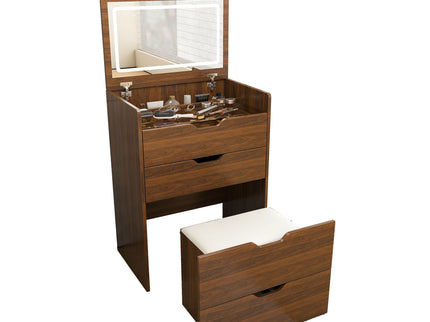 Vanity Desk With Lighted Mirror & Stool