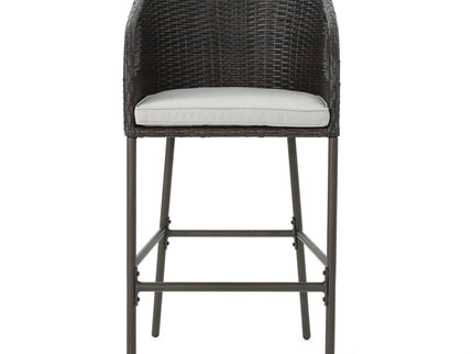 Outdoor 31" Rattan Barstools With Waterproof Cushions (Set of 2) - Multi Brown