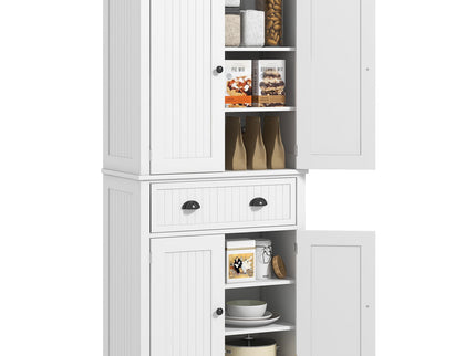 Homcom - 72" Kitchen Pantry, Tall Storage Cabinet, Freestanding Cupboard With Drawer, Doors And Adjustable Shelves - White
