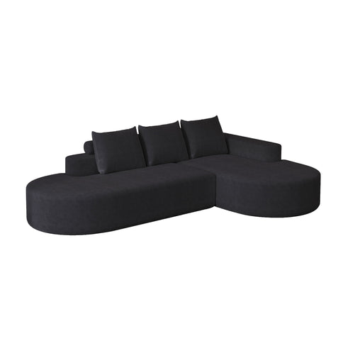 Modern Curved Sofa, L-Shaped Modular Sectional Set With 3 Pillows