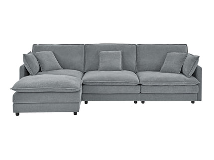 L-Shaped Sectional Sofa With Ottoman, Convertible 4 Seater Couch