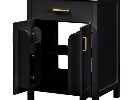 Bathroom Vanity Combo With Ceramic Sink, Luxurious Space-Saving Vanity, 2 Soft Close Doors