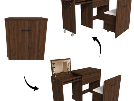 Folding Desk With Mirror And Storage Stol For Bedroom