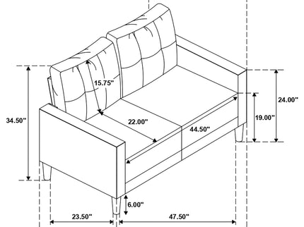 Harvey - Tufted Loveseat With Track Arm Design