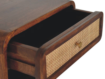 Wall Mounted Open Woven Bedside Table - Chestnut
