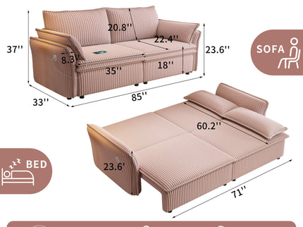 2 In 1 Convertible Sofa Bed, Multi Functional Living Room Furniture