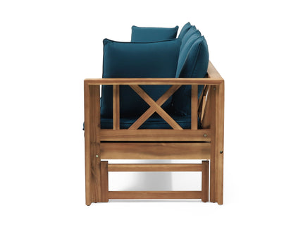 Outdoor Daybed With X-Shaped Panel Backrest And Armrests - Teak