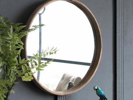 Round Wood Mirror, Wall Mounted Mirror Home Decor For Bathroom Living Room