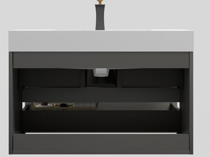 Alice - Bathroom Vanity With Sink, Large Storage Wall Mounted Floating Bathroom Vanity For Modern Bathroom, One-Piece Sink Basin Without Drain And Faucet