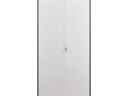 Wardrobe With Hanging Rod And Compartments, Lockable Closet With Locks & Keys For Bedroom - Gray