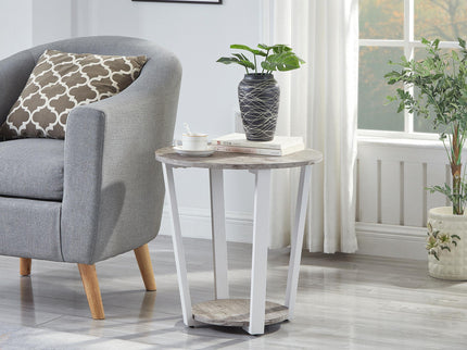 Elysian - Contemporary Round End Table With Shelf - Gray