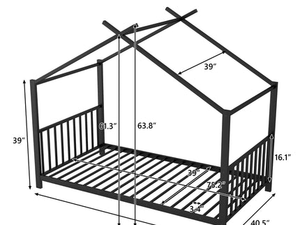 Metal House Platform Bed With Modern Design And Durable Frame