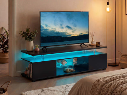 TV Stant With LED And Large Side Cabinet